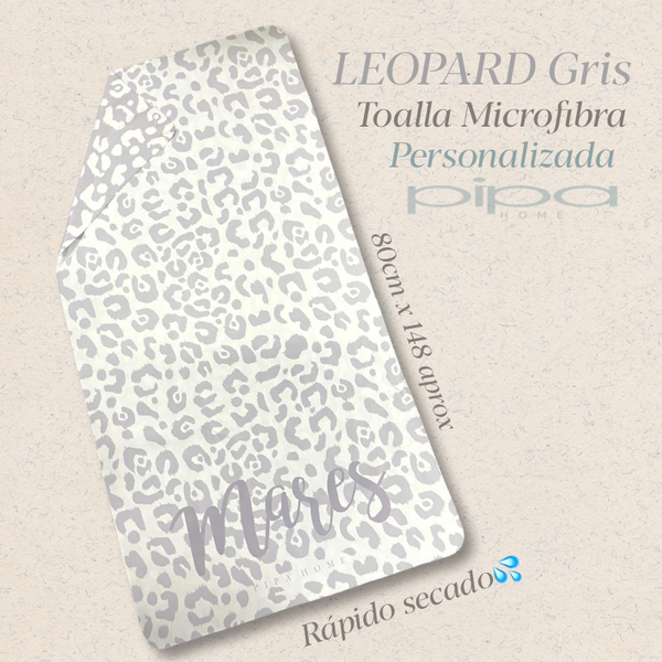 Toalla Microfibra Leopardo Gris