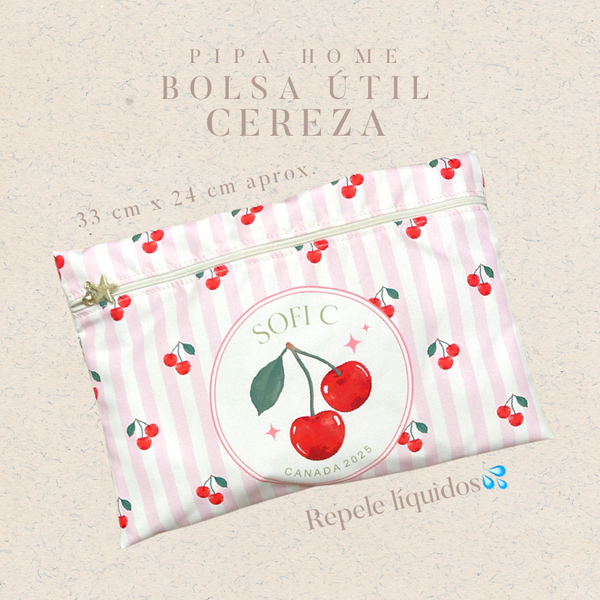 Bolsita Útil Cereza Rayas Pink