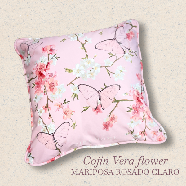 Cojin Vera Flower Mariposa Rosado Claro