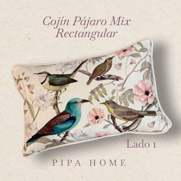 Cojin Pájaro Mix Rectagular